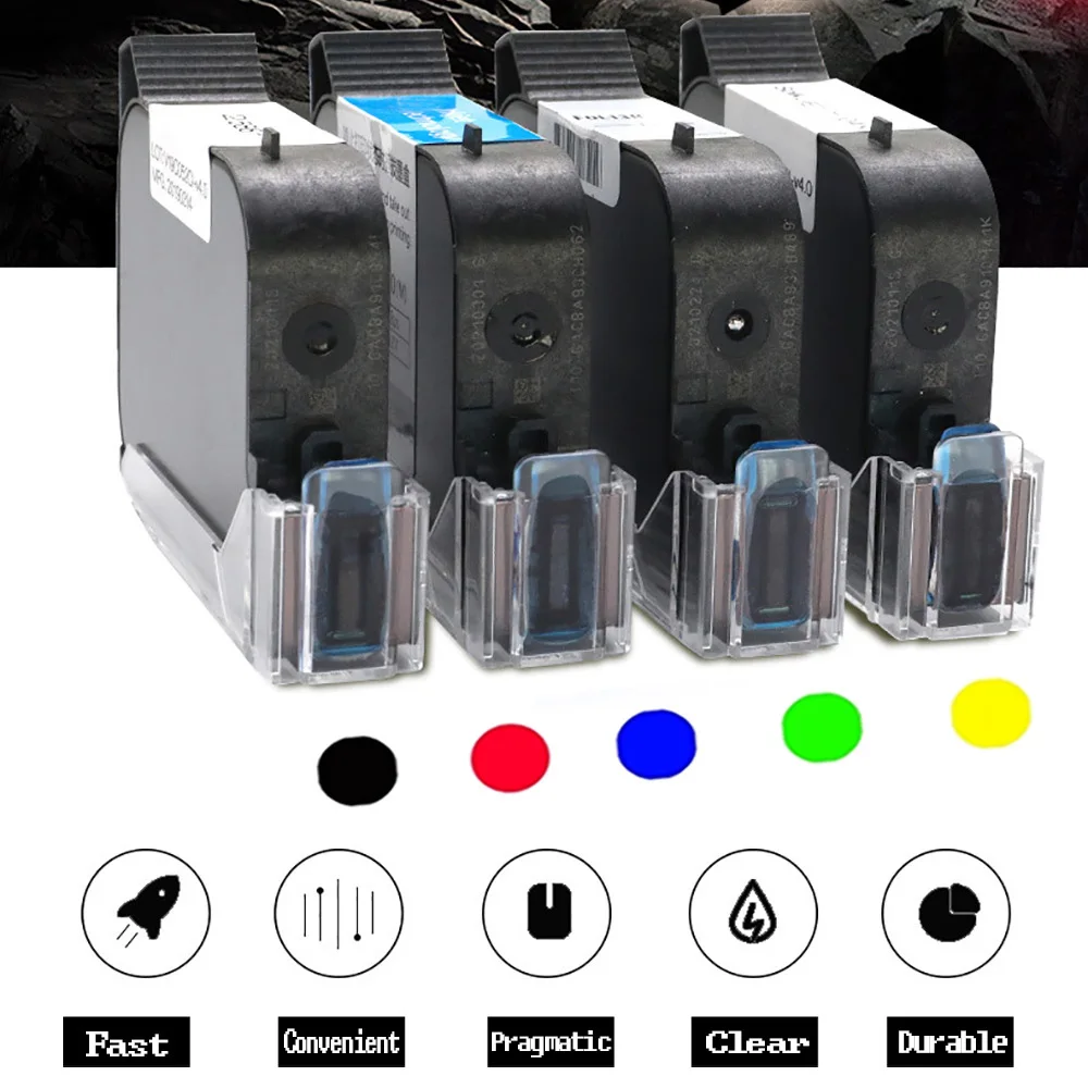 12.7mm Handheld Inkjet Printer Fast Dry Ink Cartridge 2588/JS12/2580/JS10 Quick-drying Solvent Ink Cartridge Colorful Black Bule