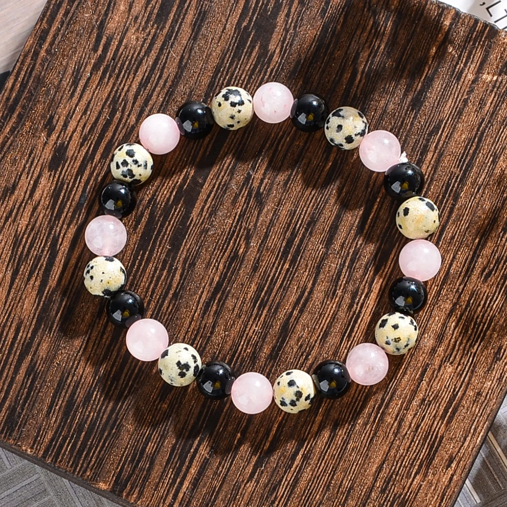 과거의 크리스탈 팔찌, 핑크 크리스탈, 블랙 아게이트, - Gemstone Bracelet Healing 리뷰 및 가격