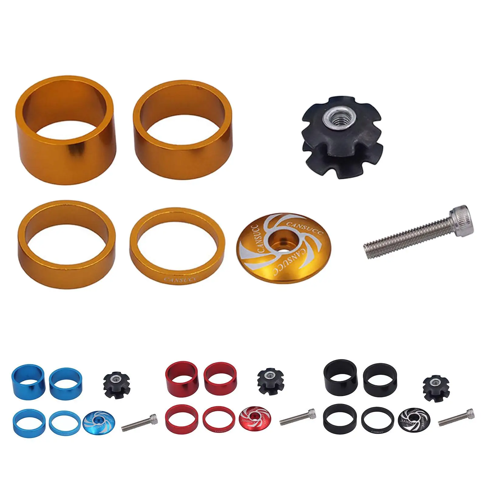 

7PCS Headset Spacer Kit Aluminum Alloy for MTB Road Bike BMX Fixed Gear Front Fork Stem Accessories
