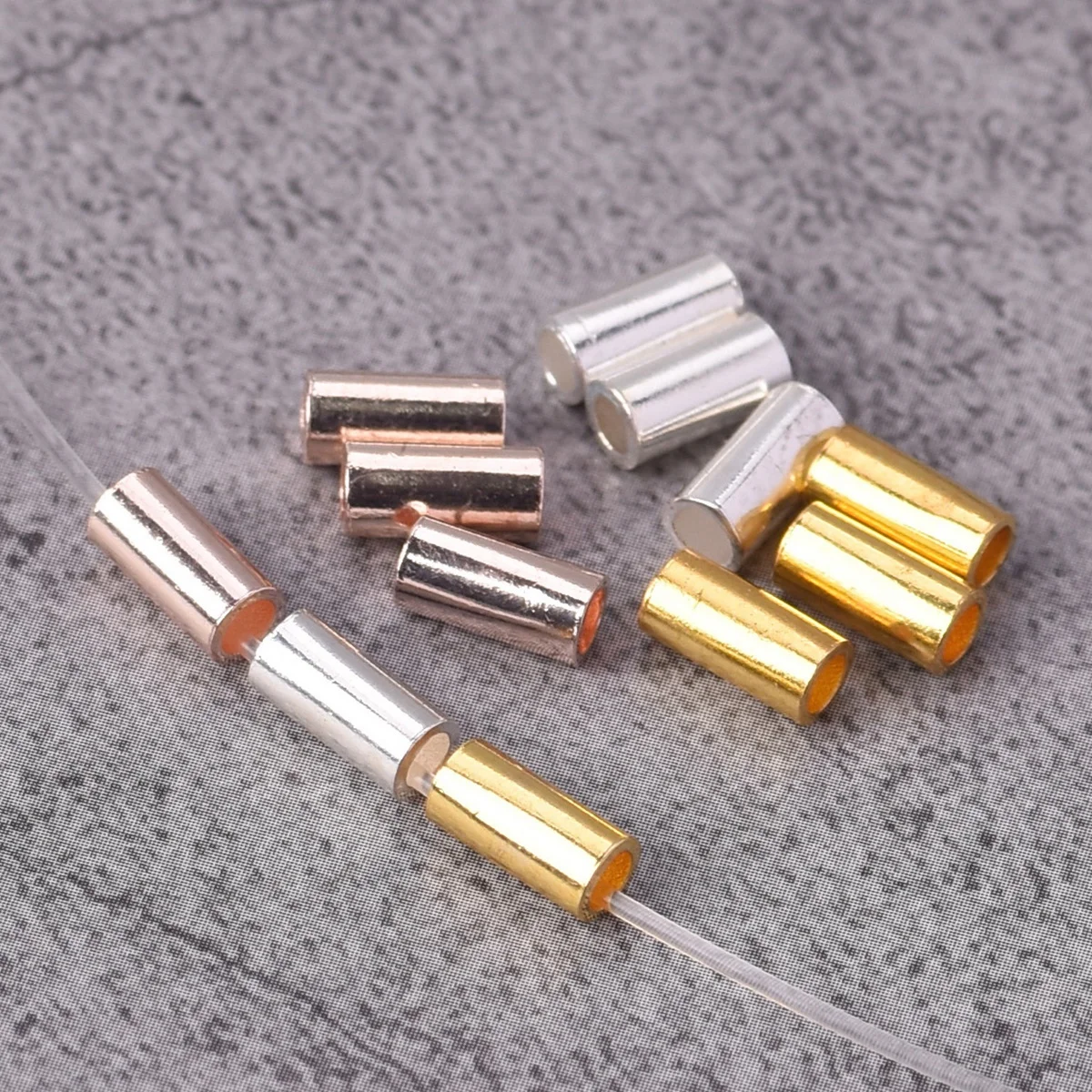 

50PCS Cylinder Tube Shape 6x3mm Plated Gold/Silver Color Loose Spacer Beads For Jewelry Making DIY Crafts Findings