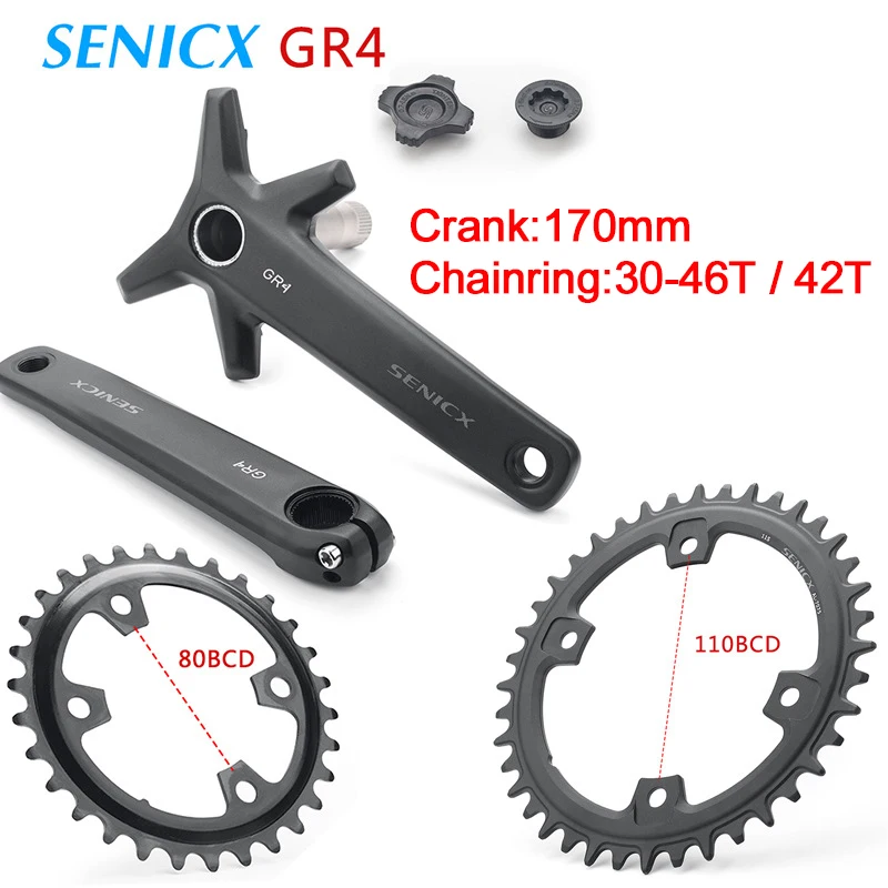 170mm Bicycle Crank 110 BCD Chainring 42T 30-46T Single Double Chainwheel 24mm For Gravel Bicycle Crankset Road Bike Parts