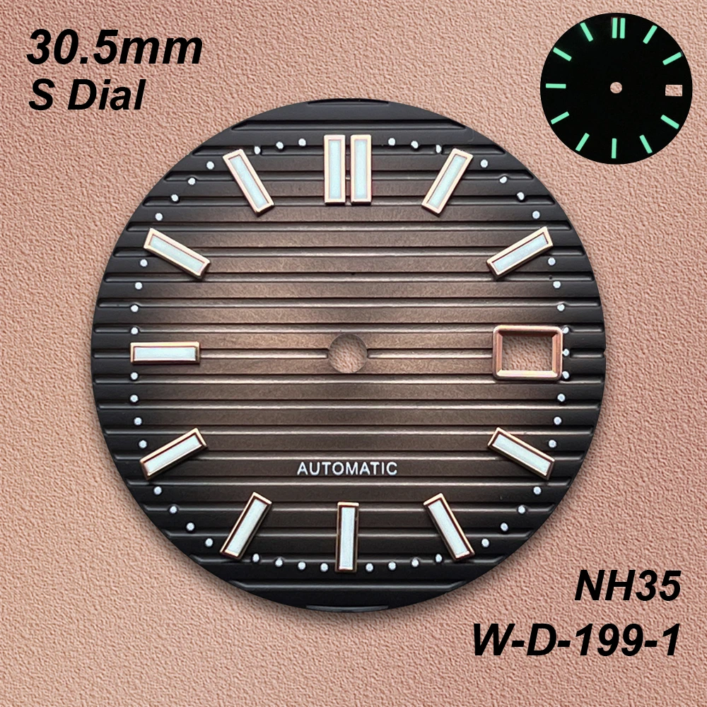 30.5mm S Dial Suitable For Installation NH35/NH36 Movements Green Luminous For Na utilus Quality Watch Modification Accessories