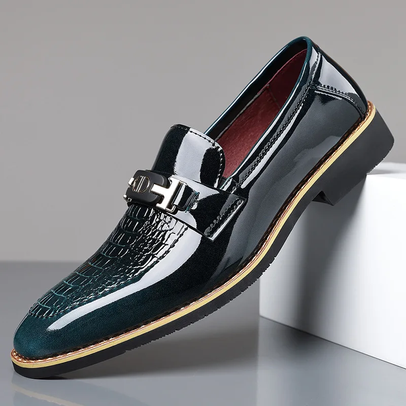 Men's Crocodile Pattern Plus Size Derby Shoes Round Toe Slip-on Business Casual Formal Wedding Comfortable Low Top Oxfords