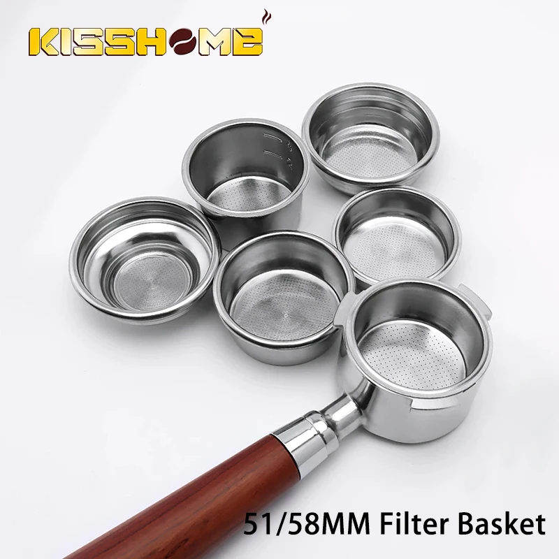 1Pcs 51mm 58mm 1-Cup 2-Cup 4-Cup Filter Replacement Filter Basket For Coffee Bottomless Portafilter Barista Espresso Accessories