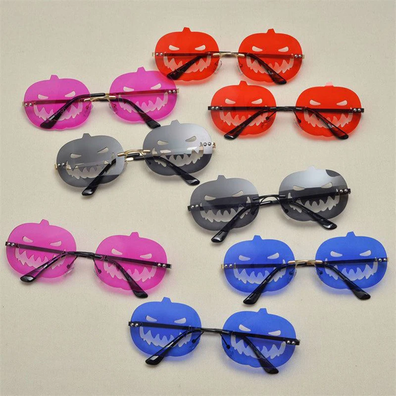 Óculos de abóbora de halloween com caixa espelho pano feminino masculino traje carnaval festa baile acessórios engraçado personalidade óculos de sol