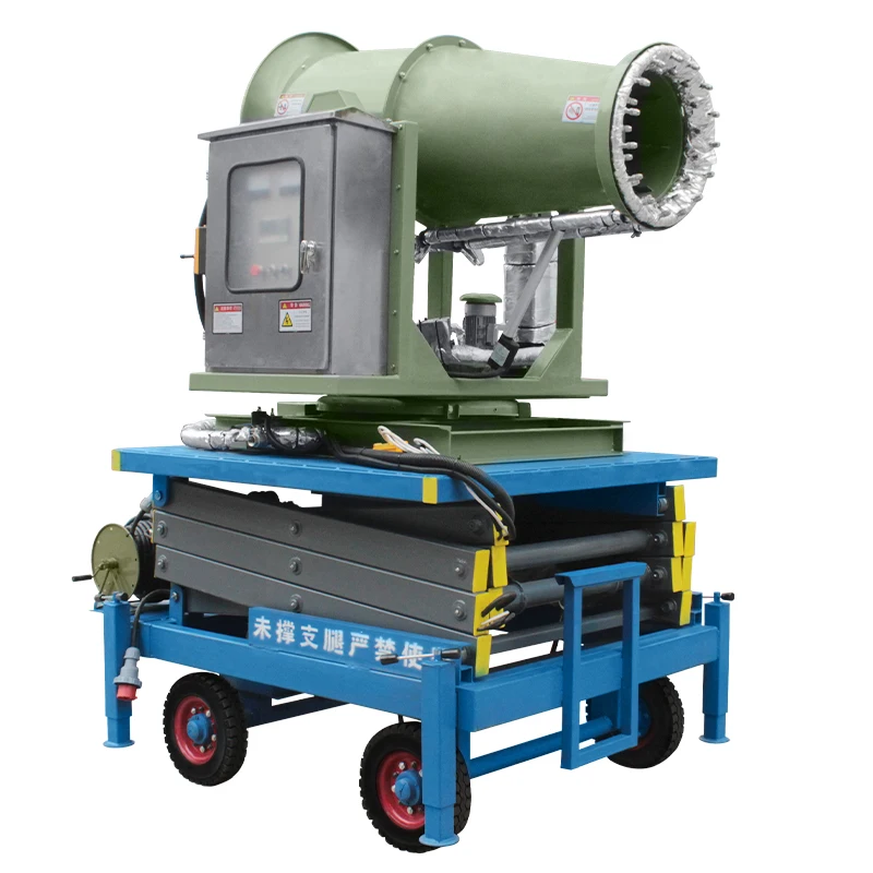 Equipamento automático de remoção de poeira em spray, canhão de neblina, areia e cascalho para reduzir o uso da poeira com plataforma de elevação