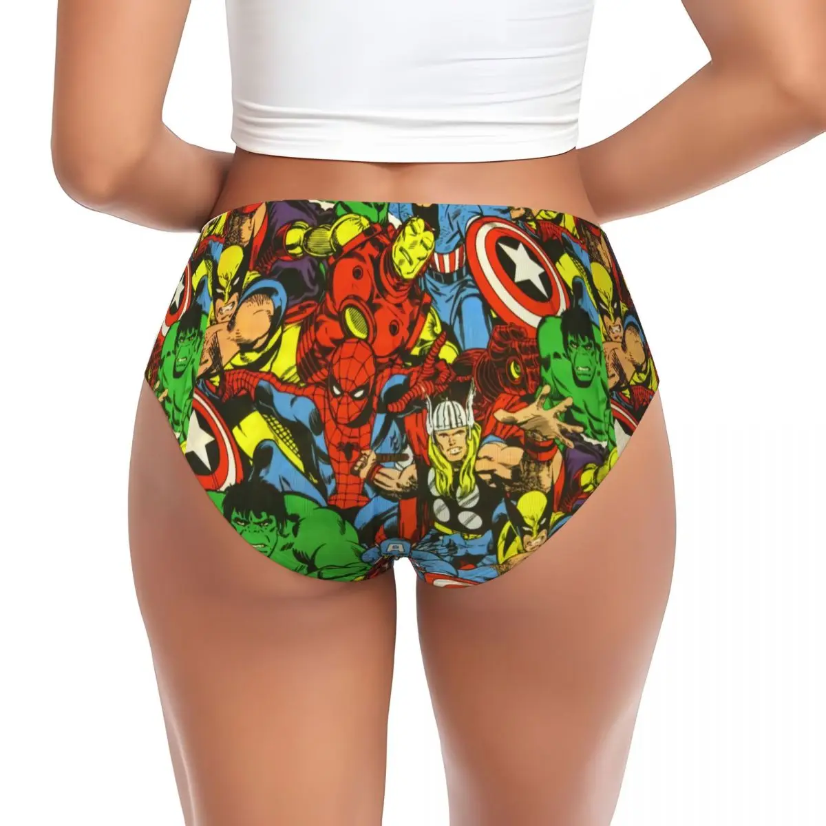 Calcinha personalizada do super-herói para mulheres, roupa íntima feminina do estiramento, breve do homem aranha, cuecas