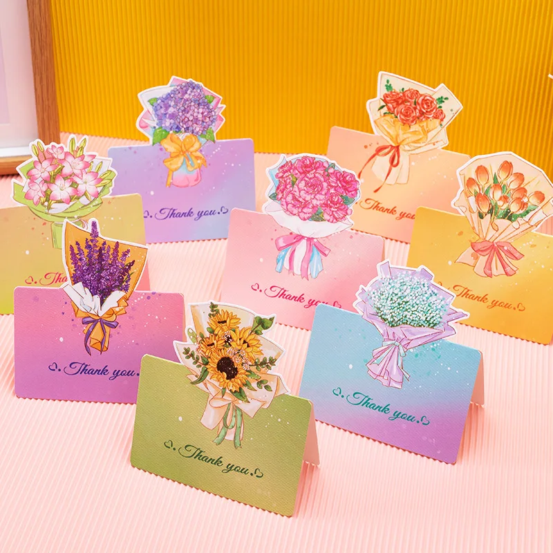 8 pz/set biglietti di ringraziamento floreali simpatico Bouquet 3d pieghevole per addio al nubilato, matrimoni, feste piccole imprese san valentino