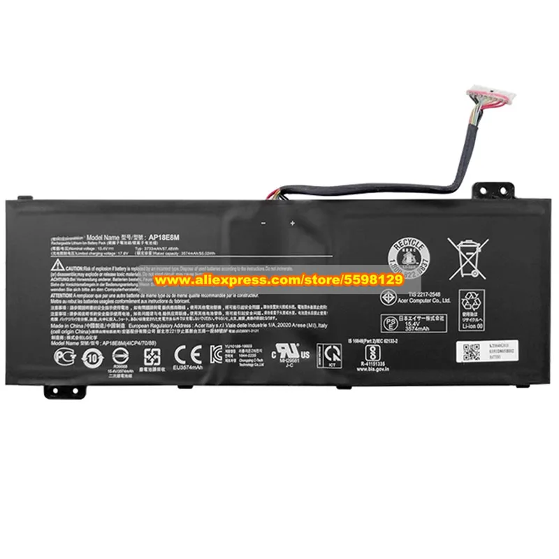 بطارية AP18E8M أصلية لشركة أيسر نيترو 5 AN515 ConceptD 5 CN515 Series Aspire 7 A715-74 حزم بطارية الكمبيوتر المحمول 15.4 فولت 3574 مللي أمبير في الساعة