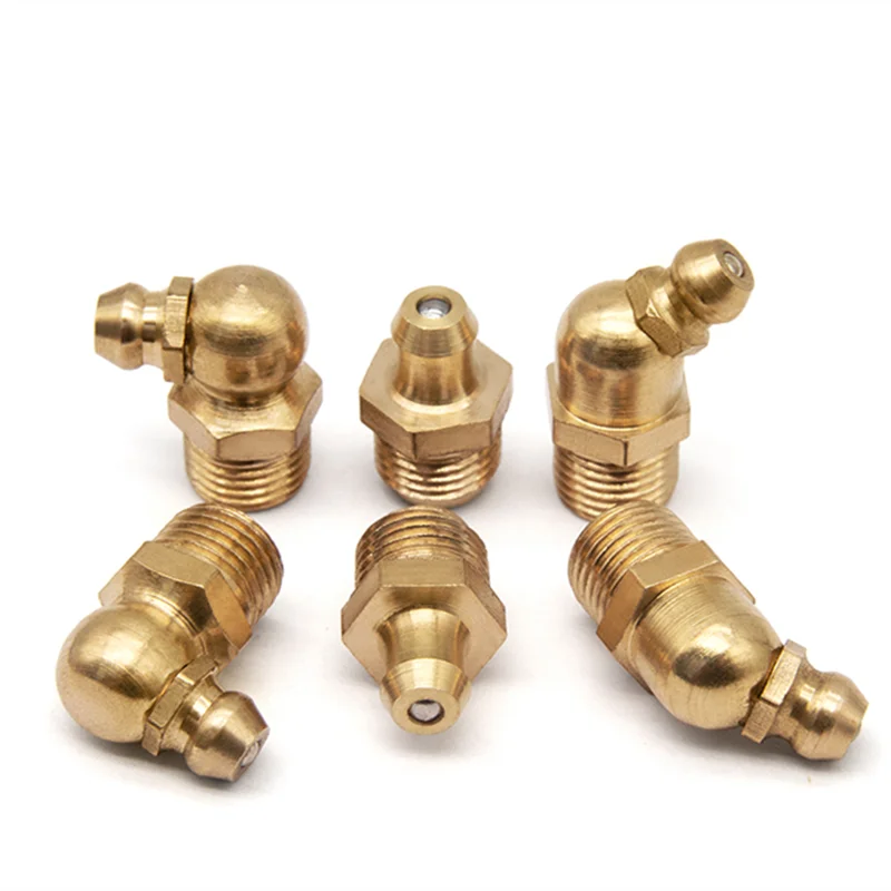 

5-10pcs M6 M8 M10 M12 M14 M16 M20 Brass Hydraulic Grease Nipple Fittings 45/90/180 Degree For Car Oil Nozzle Fitting Kit