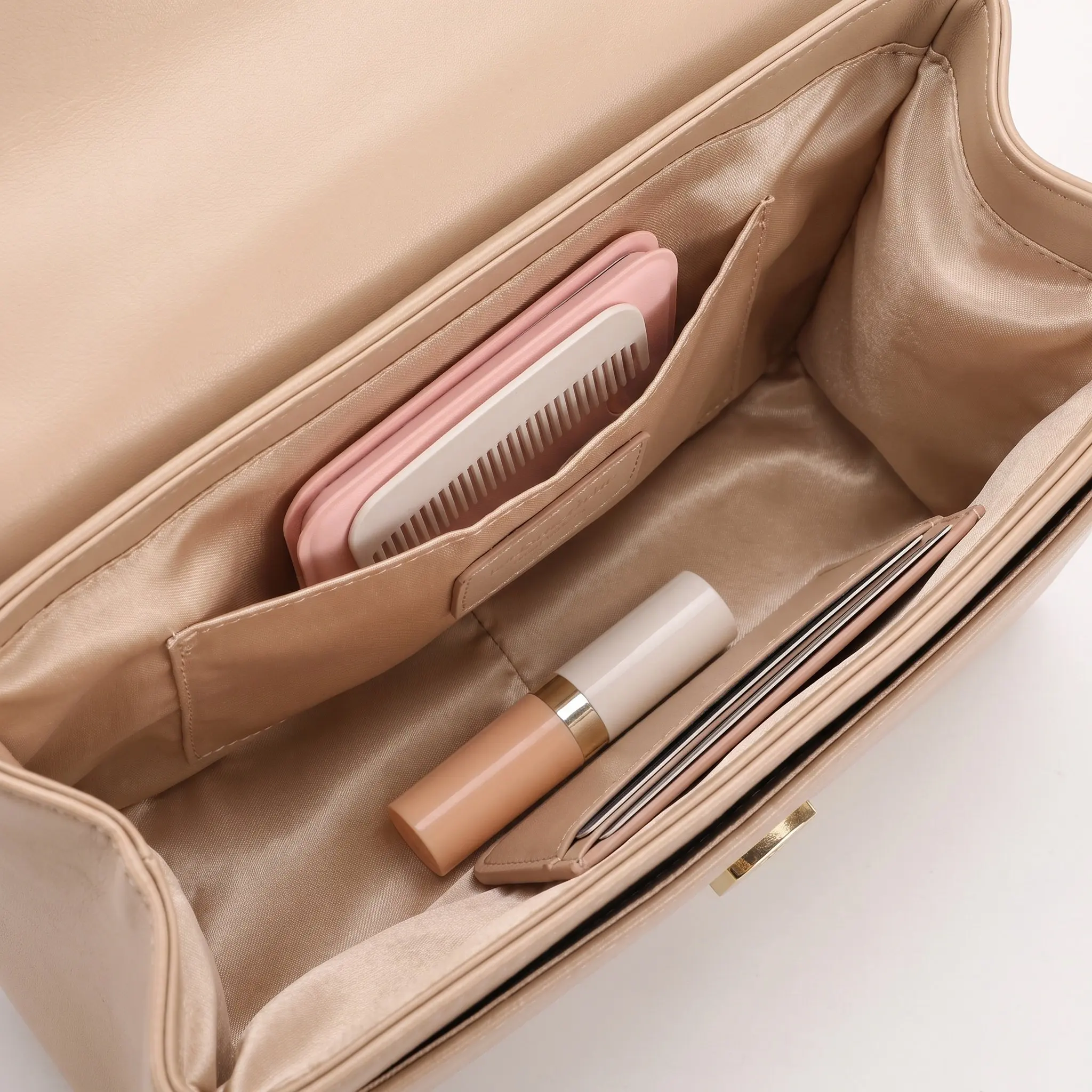 2Pcs PU Wrap Folding Mirror Comb Compact Square Makeup Mirror Portable Travel Purse Pocket Grooming Essential Beard Comb