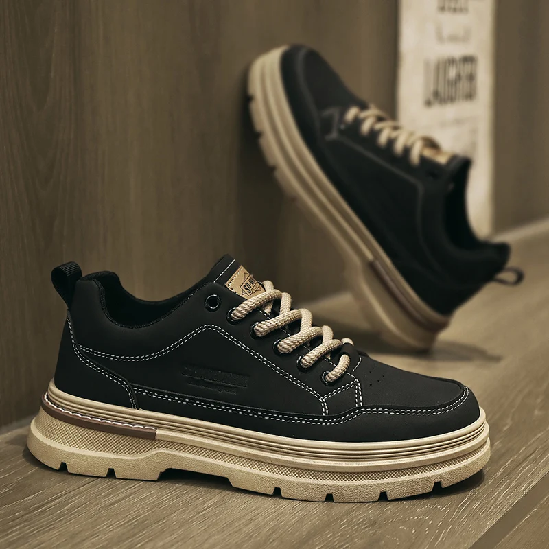 

Spring 2026 Men's Casual High-Top oes 38 Size Workwear Versatile Large Size 45 Boots Comfortable Breathable PU Material