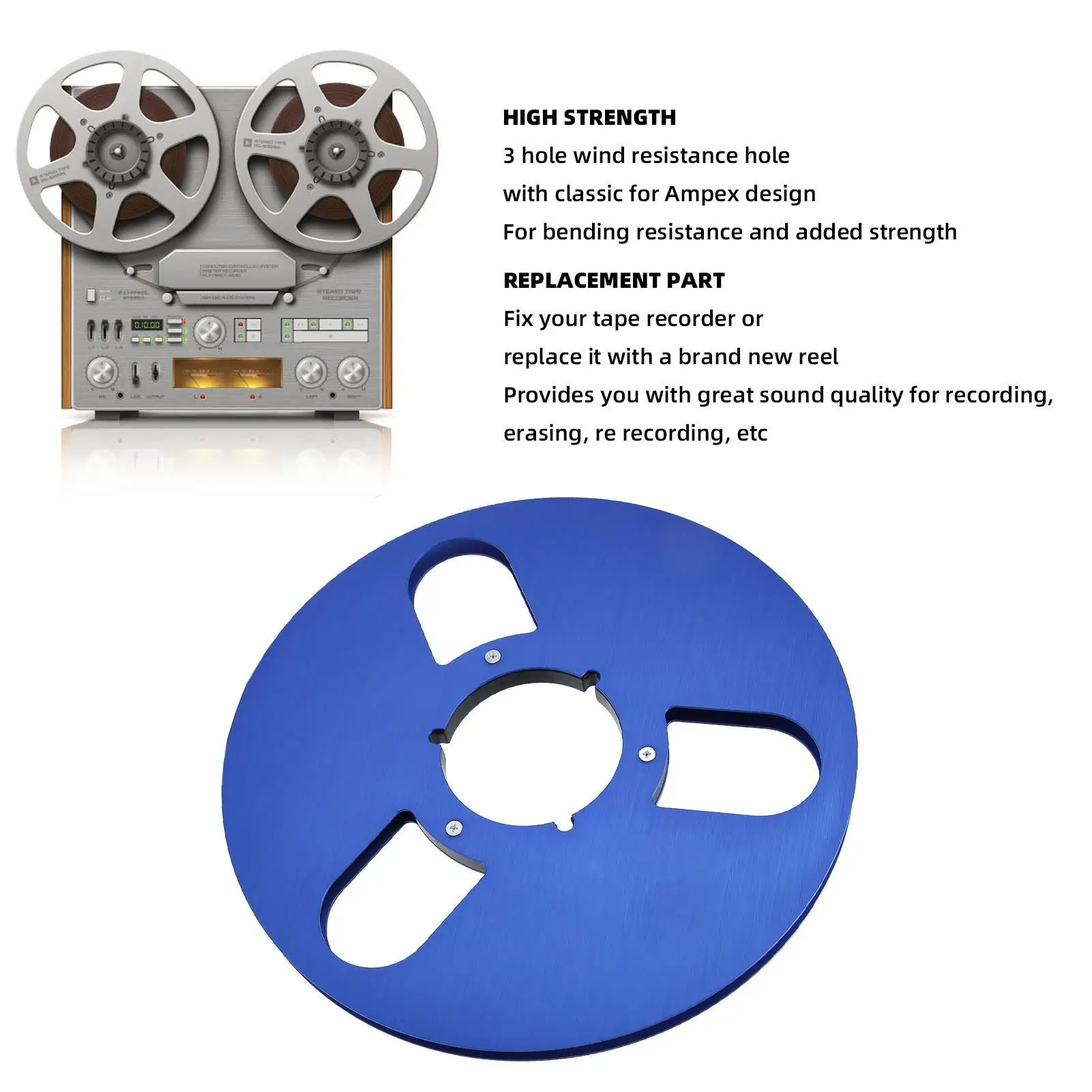 10.5 Inch 3-Hole Empty Aluminum Alloy Takeup Reel for nab Reel-to-Reel Tape Recorder – High Quality Parts