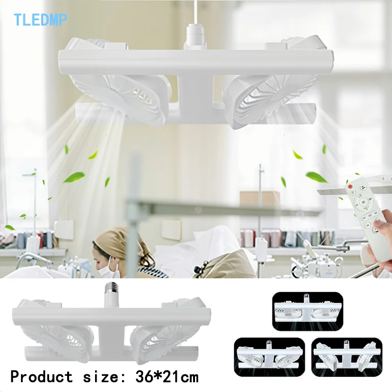 60W LED Doppelkopf-Deckenventilator mit Fernbedienung, E27-Fassung, H-Typ Ventilatorleuchte für Wohnzimmer, Schlafzimmer, Esszimmer