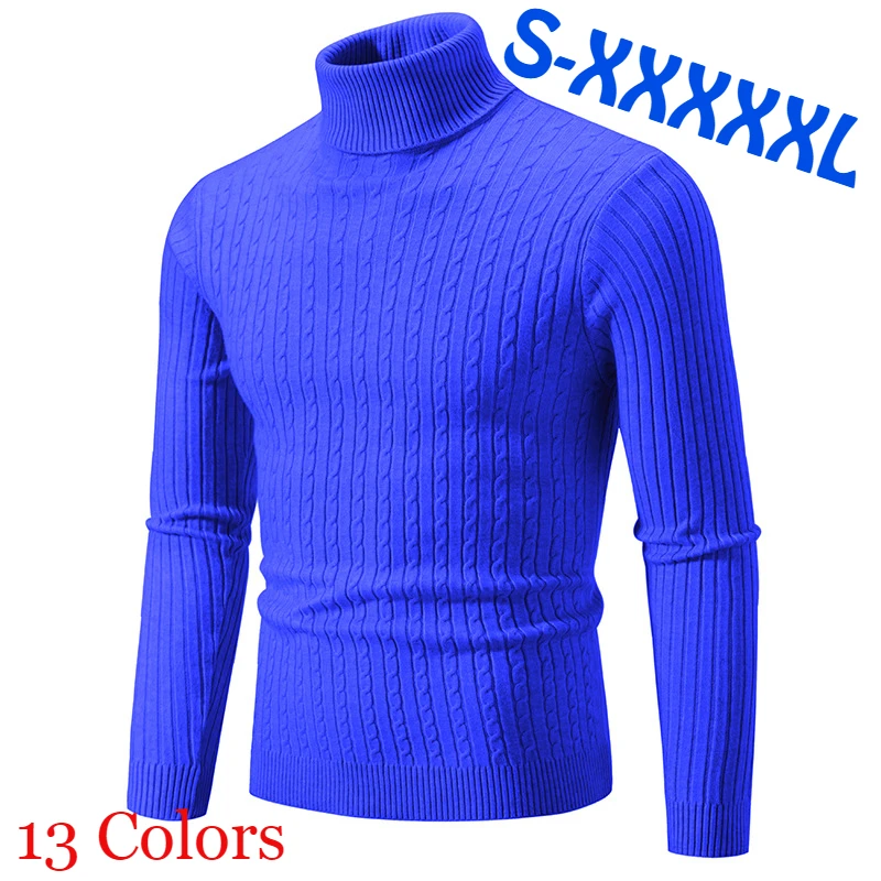 Men\'s High Collar Sweater Autumn and Winter Fashion Men\'s Long Sleeve Warm Knitted Turtleneck Sweater Couple Sweater