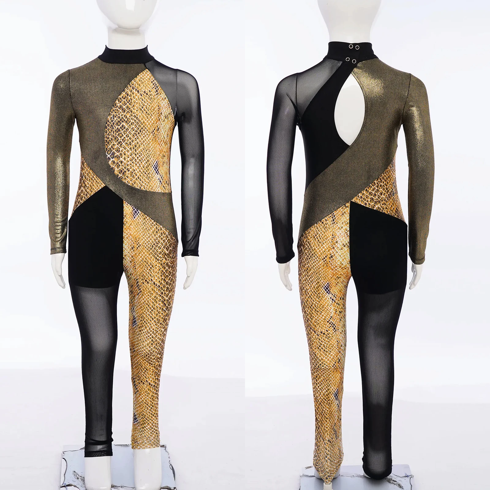 أطفال الرقص بذلة معدنية طباعة رداء رقص الباليه الجمباز الإيقاعي مرحلة ارتداء أداء زي فتاة الشكل التزلج Unitard #2