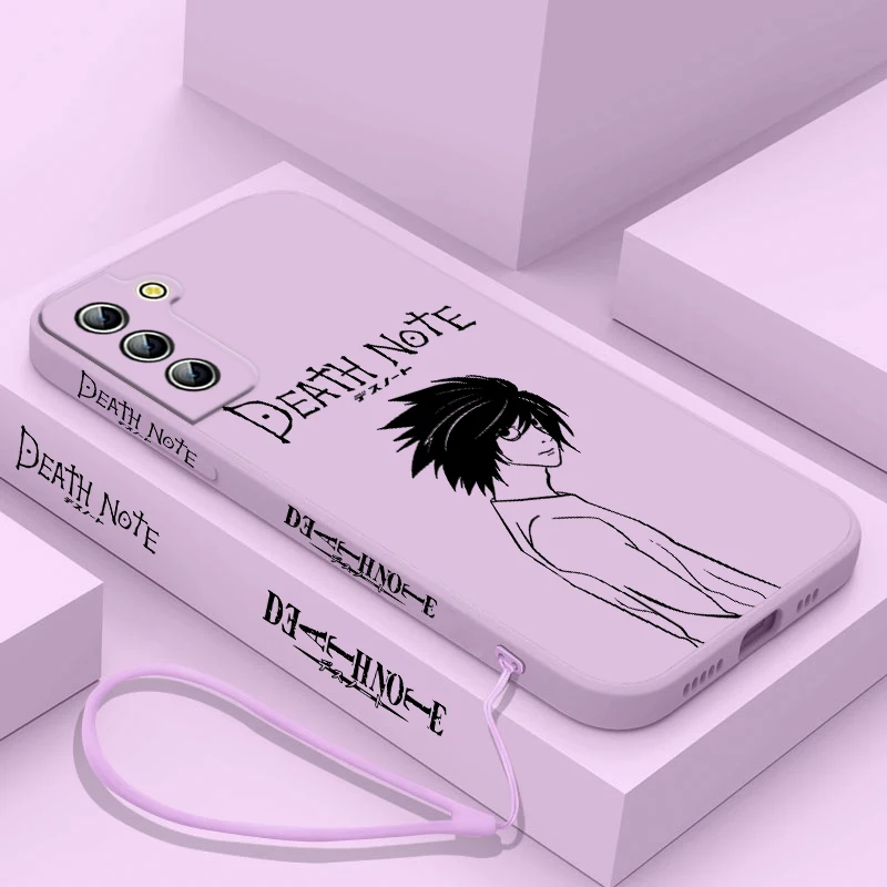 Death Note Yagami Light L Phone Case For Samsung Galaxy S24 S23 S22 S21 S20 Pro FE Plus Ultra Liquid Left Rope Cover