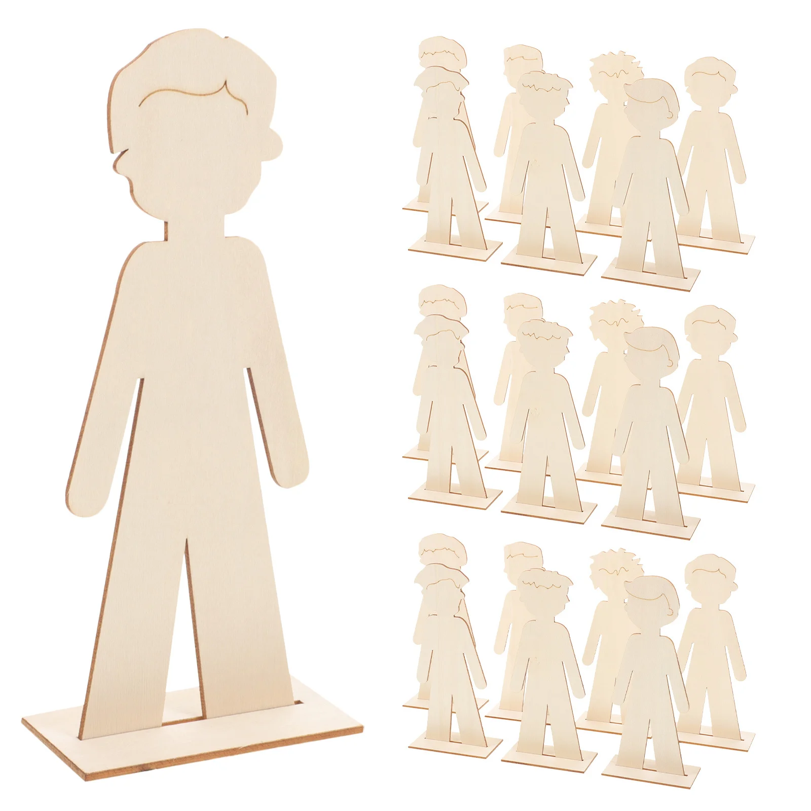 

40pcs Unfinished Wood People Cutouts For Painting Crafts Diy Holiday Ornament Wooden Craft Supplies School Projects Home