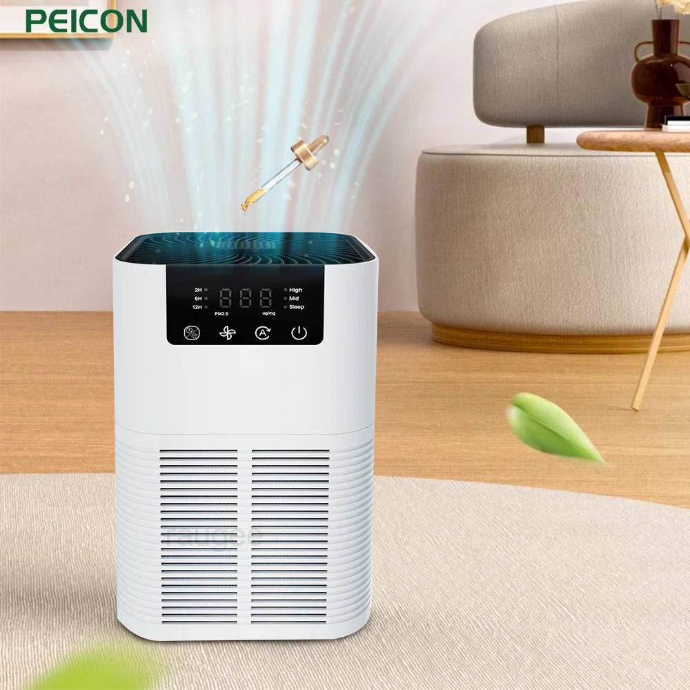 Purificador de aire con filtro HEPA para el hogar, generador de iones negativos con olor a humo, limpiador de aire de aromaterapia, eficiente