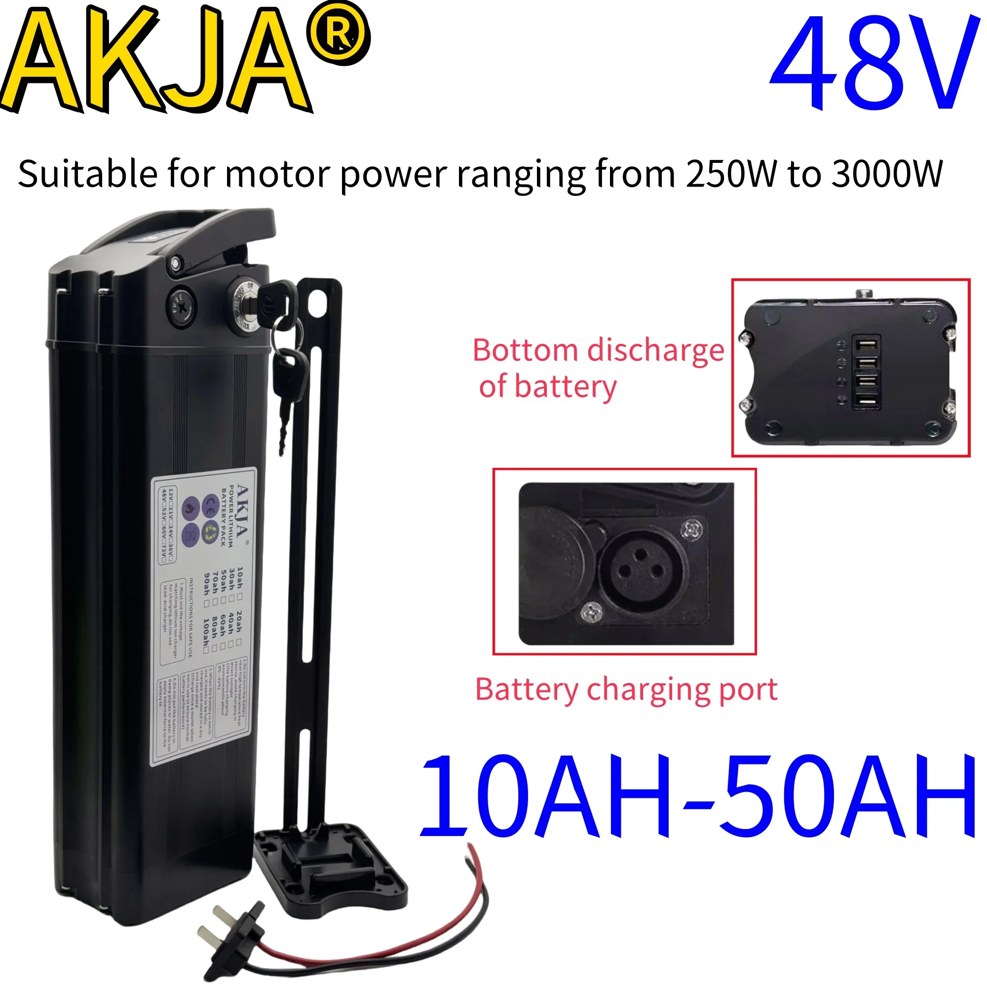 

Air fast transportation，48V50AH，18650 high-capacity lithium battery pack，Suitable for Silver Fish motors below 250-3000W