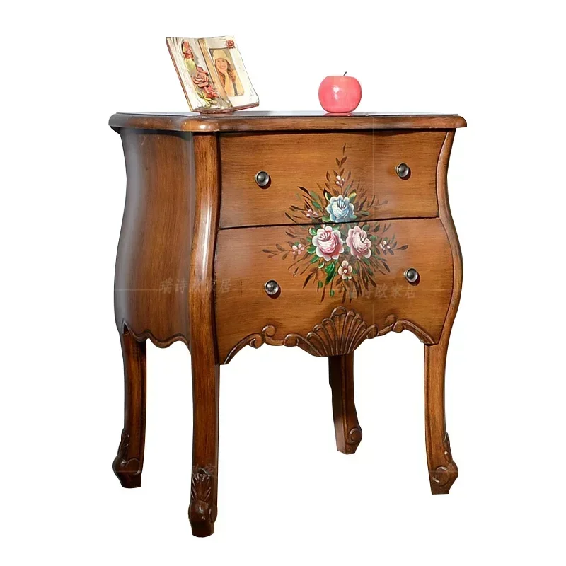 

Painted Furniture Burlywood Corner Table Two-Drawer Sofa Side Table Living Room Storage Cabinet