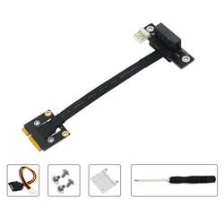 Add On Cards 270 Degree Mini PCIe To PCI-E 1X Adapter Cable Mini PCI Express to PCI-E X1 Riser 4Pin Power Connector for Extender