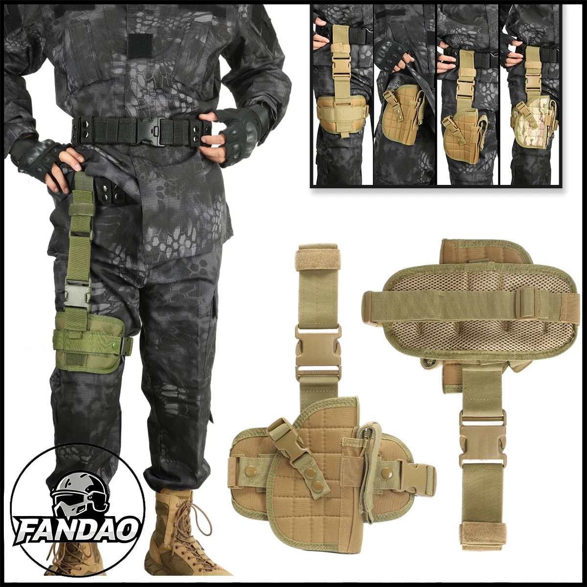 

Tactical Drop Leg Gun Holster with Thigh Panel Military Quick Draw Drop Leg Holster Adjustable Universal Hunting Belt Pistol Bag