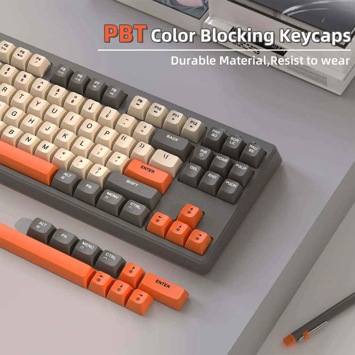 M87 Wireless Gaming Keyboard, Bluetooth 5.0/2.4GHz with Dual Mode 2-in-1 Receiver, 87 Keys TKL Rainbow LED Backlit Quiet Keyboar