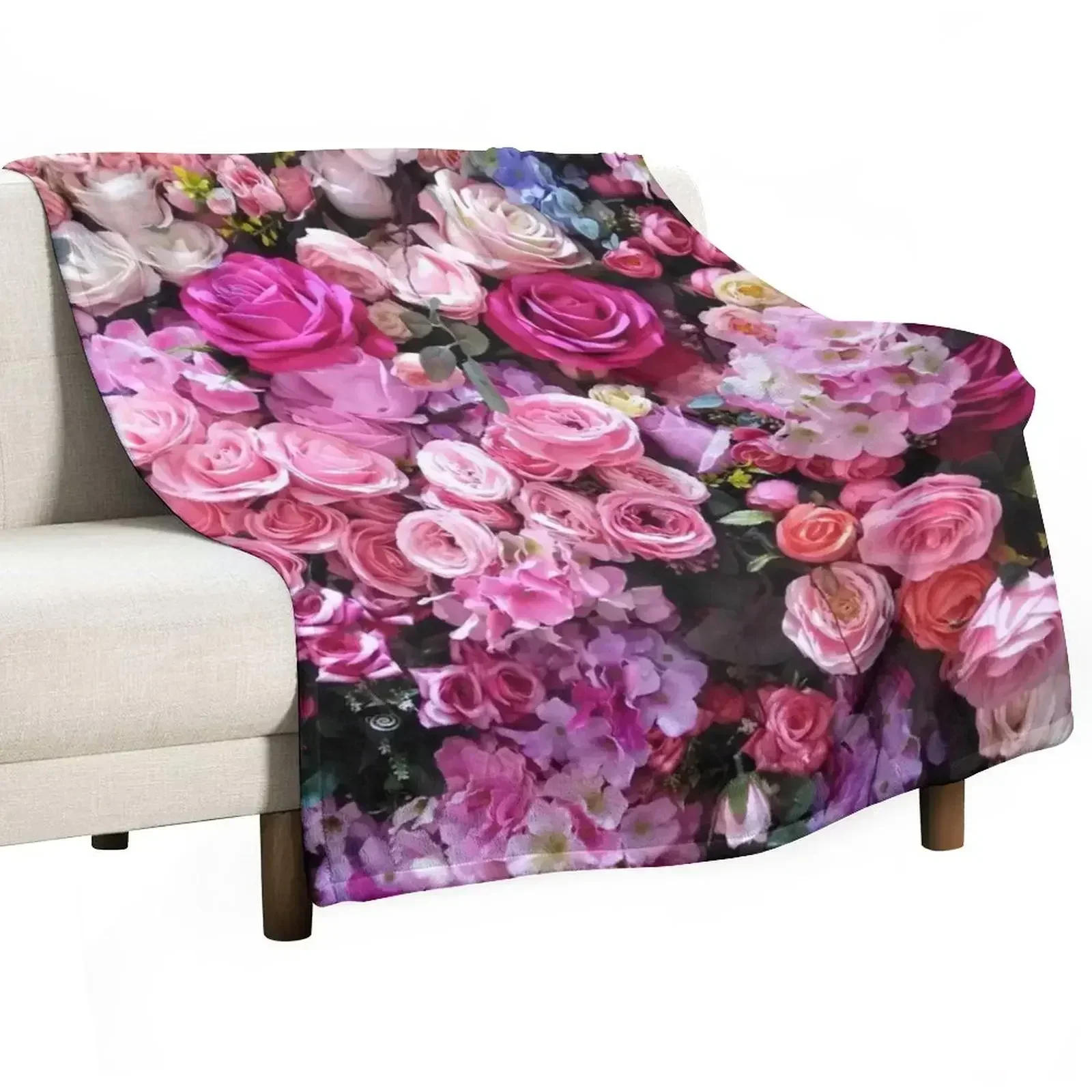 Pink and Red Roses Throw Blanket Baby sofa bed Cute Plaid Sofas Blankets