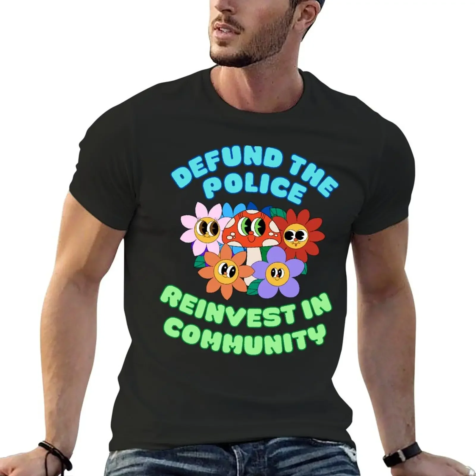 Defund the Police. Reinvest in Community. T-Shirt anime t shirts boys whites summer clothes summer tops clothes for men