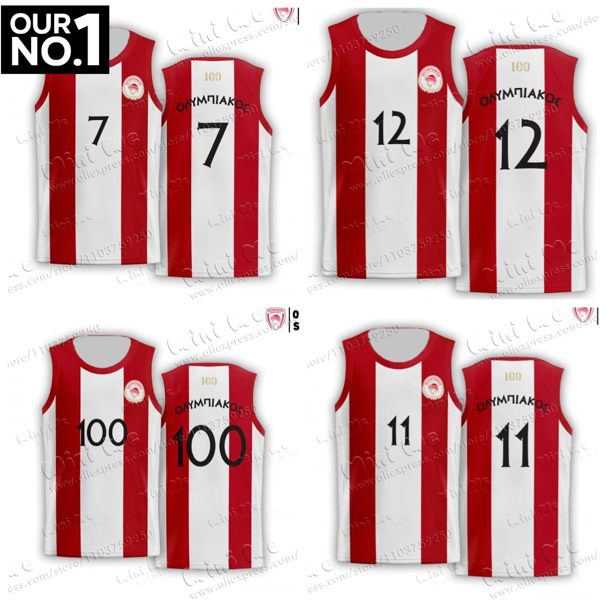 

Olympiacos BC Anniversary Retro Striped Jersey GSA Collectible #Oly100Years 24_25 German Basketball T-shirt 3D Printed Adult_KID