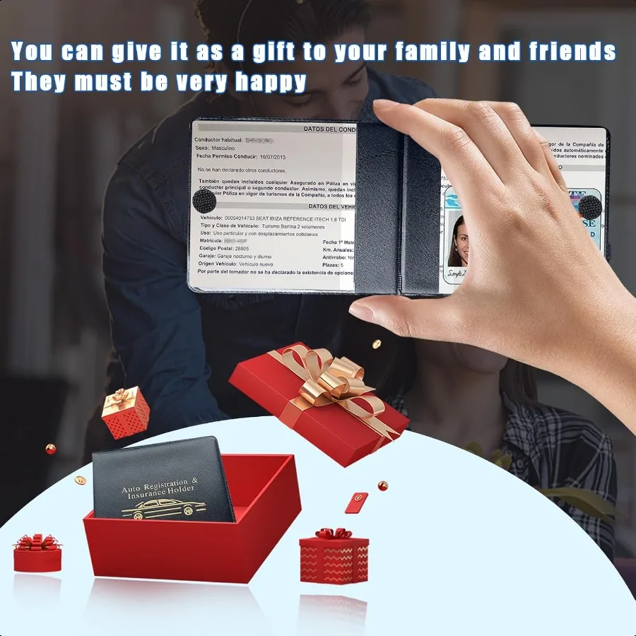 자동차 등록증 보험증 홀더 2팩 필수 자동차 카드 문서 글로브 박스 정리함 잠금장치 포함 차량 내부 액세서리