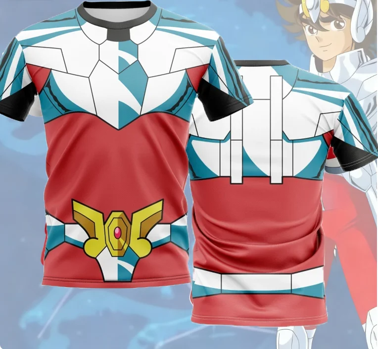 Anime Saint Seiya Pegasus Cosplay 3D Men's T-Shirt Fashion Cool Daily Unisex T Shirt Street Personality Y2k Tops Summer Clothing