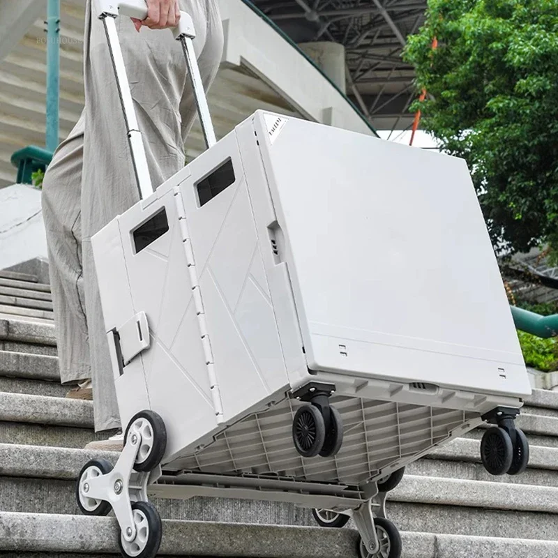 Modern Outdoor Tables Portable Folding Table Outdoor Camping Trolley with Table Board Multifunctional Shopping Cart Storage Box