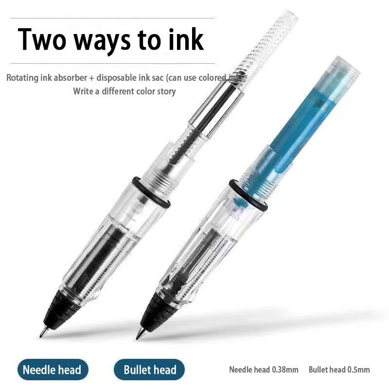 Refillable Rollerball Gel Pen for Students, Replaceable 3.4 Ink Cartridges, Ink Refillable Water-based Pen, Study Stationery