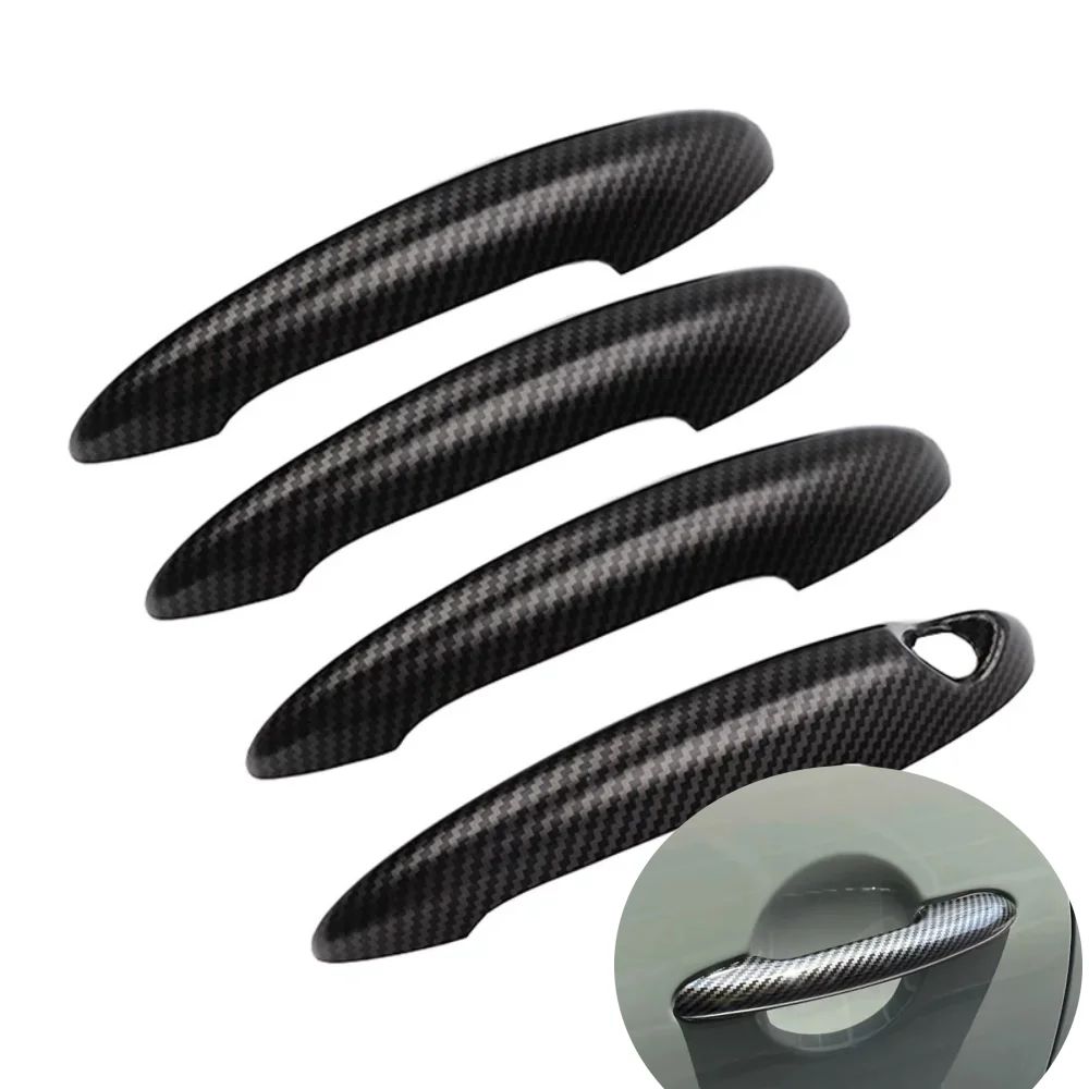 Funduoo Carbon fiber Car Exterior Door Handle Cover Stickers For MINI Cooper R50 R52 R53 R55 R56 R58 R59 R61 Auto Accessories