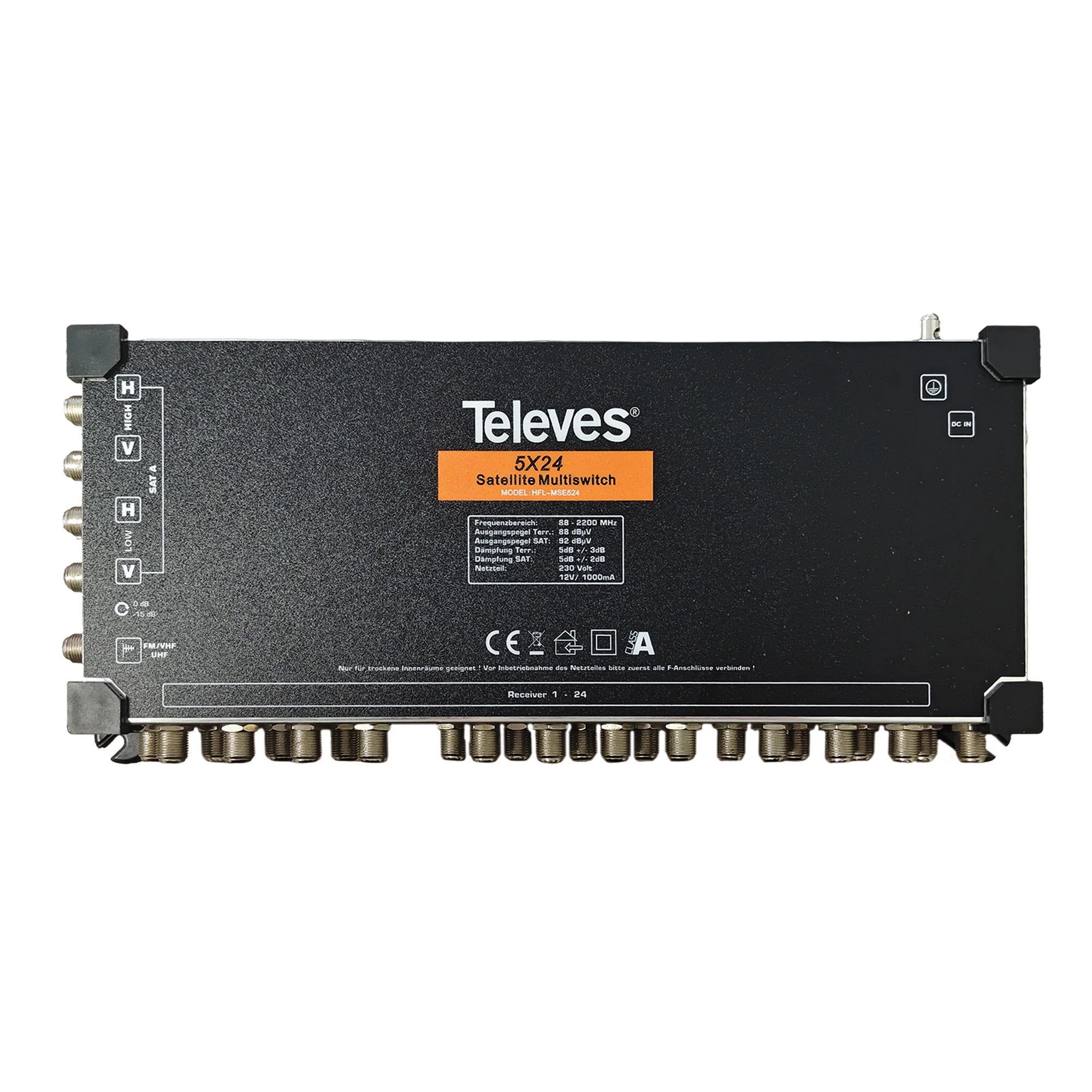 

Мультикоммутатор для спутникового телевидения 5X24 (5 входов/24 выхода) с усилителем HFL-MSE524 для спутникового и наземного цифрового ТВ