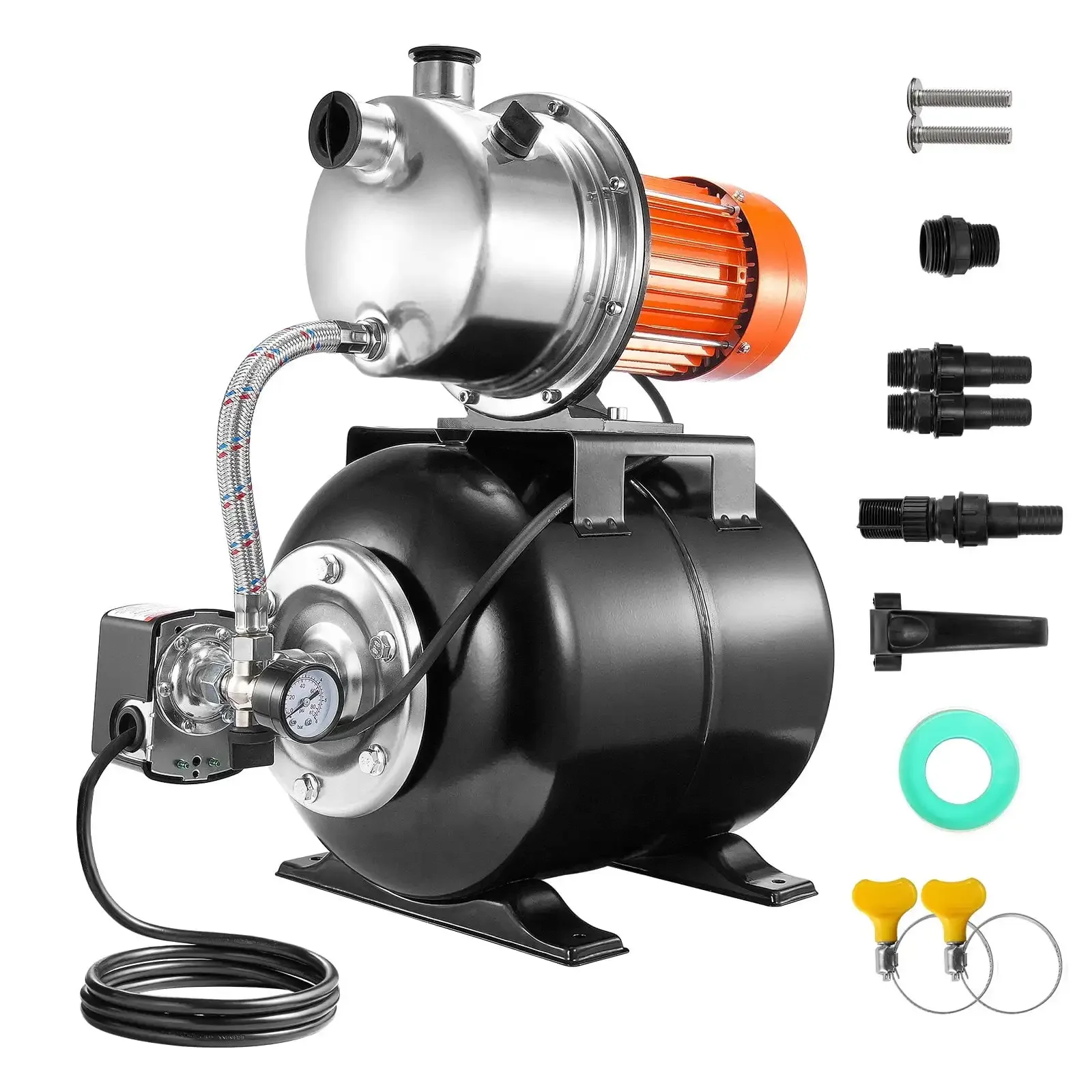 

1HP Shallow Well Pump with Pressure Tank 1000GPH Irrigation Booster Pump