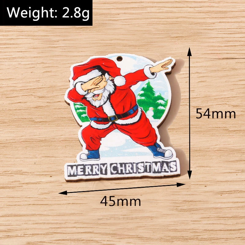 Tusember 10 Stück Weihnachtsanhänger aus Holz, Weihnachtsbaum, Weihnachtsmann, Zwerg, Schneemann, Anhänger für Schmuckherstellung, Ohrringe, Halsketten, DIY – Detail 7