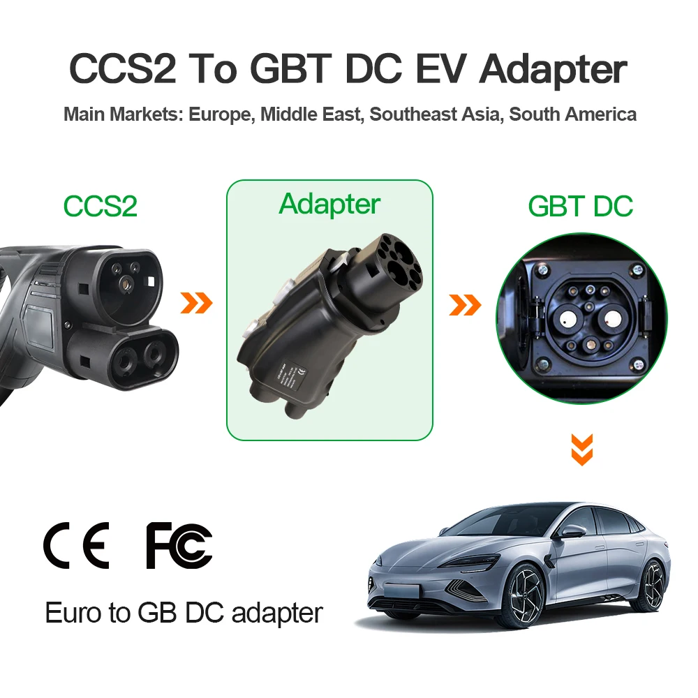 CCS2 to GB/T EV Converter Adapter evse 200A DC fast charging ev charger Adapter CCS Combo 2 To Gbt Ev Charger