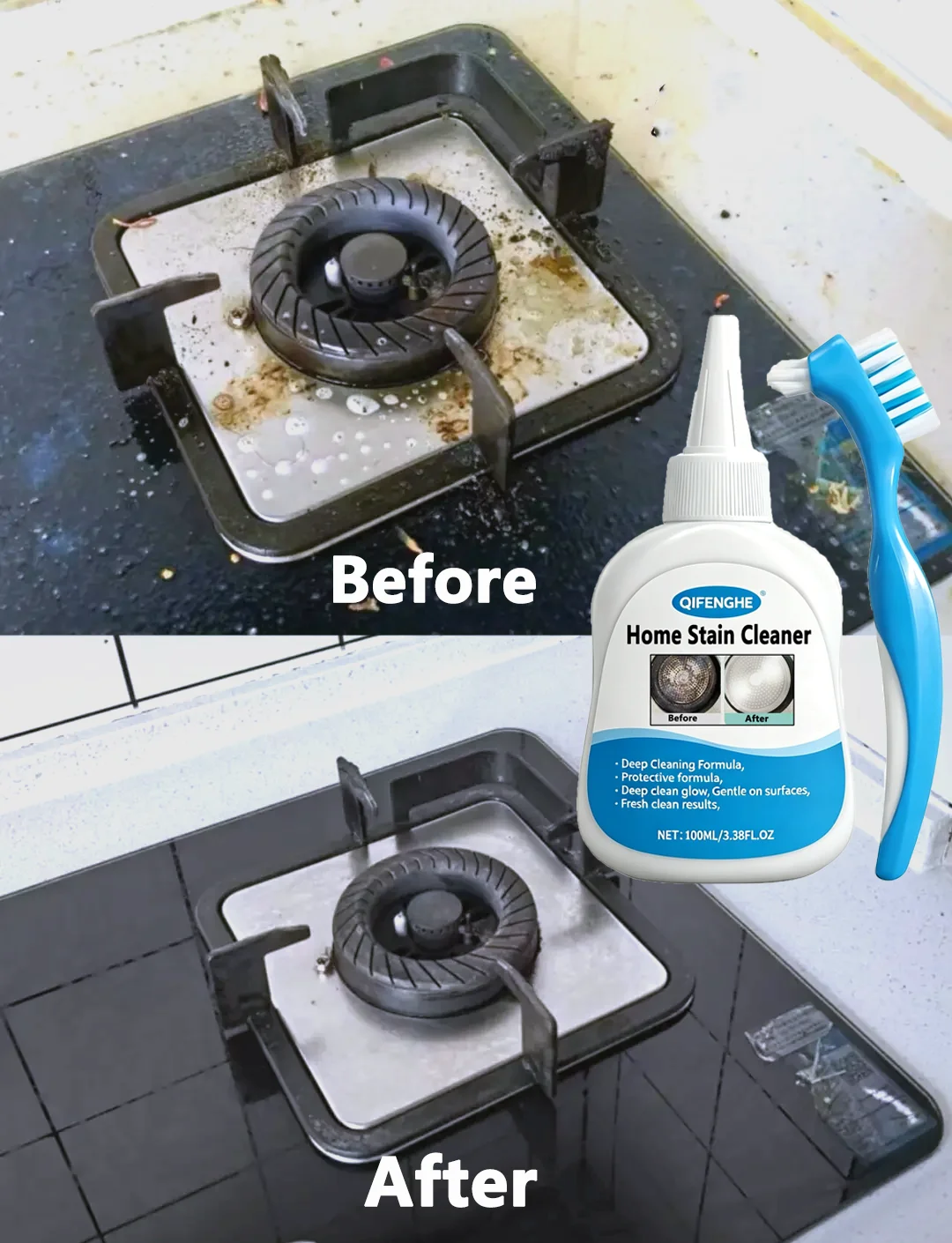 Home Stain Cleaner With Pointed Nozzle And Curved Handle Brush One Step Spot Cleaning For Narrow Gaps Dead Corners Eco Friendly