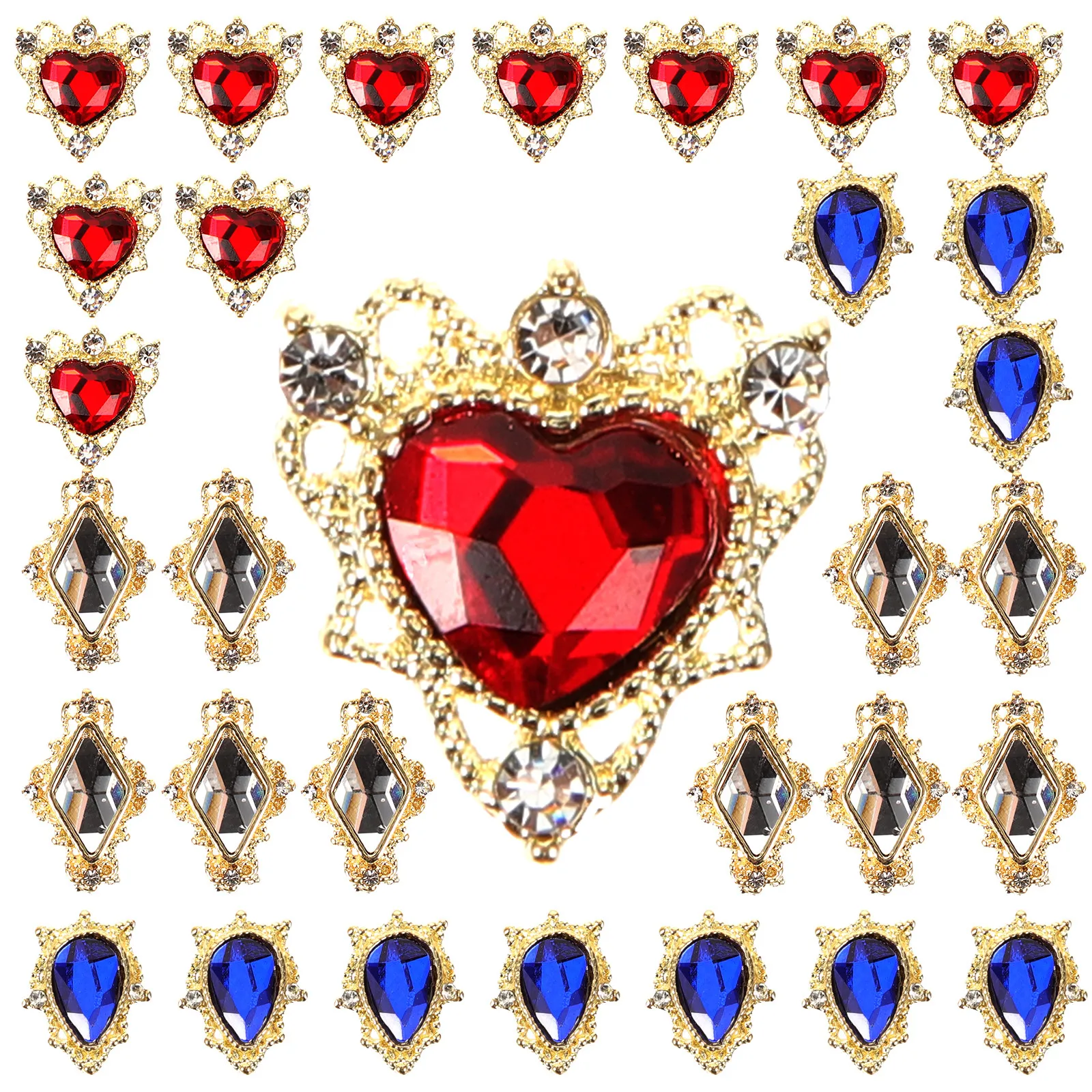 30Pcs Nail Art Small Gems Cute Charms for DIY Nails Special Occasions Balls Proms New Year Nail Rhinestones Kit