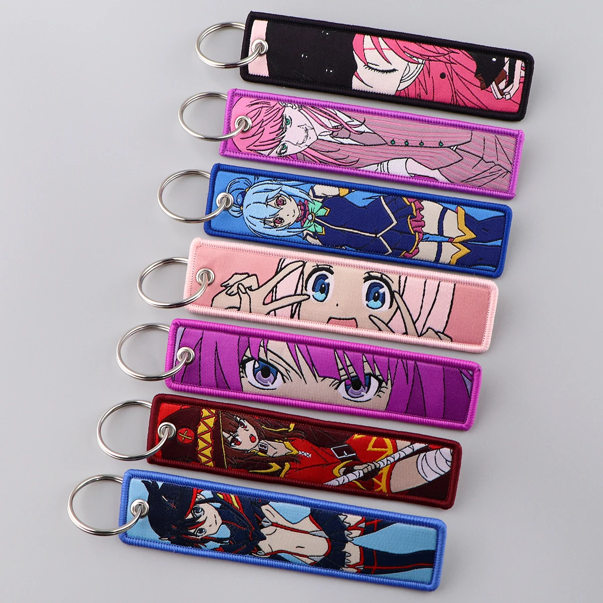 Anime Cartoon Kawaii Girl Vintage Key Fobs ricamo portachiavi portachiavi moto Anime accessori Cosplay