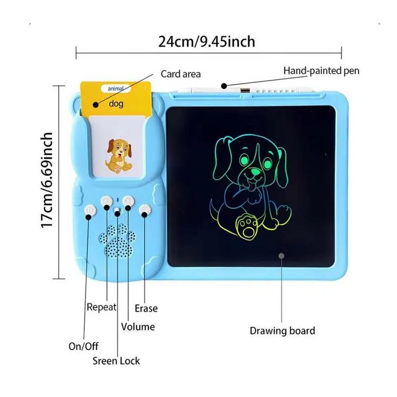 Schede di apprendimento parlante Schede vocali tascabili 2 in 1 Schede flash sonore educative Macchina per la lettura di parole interattive con disegno