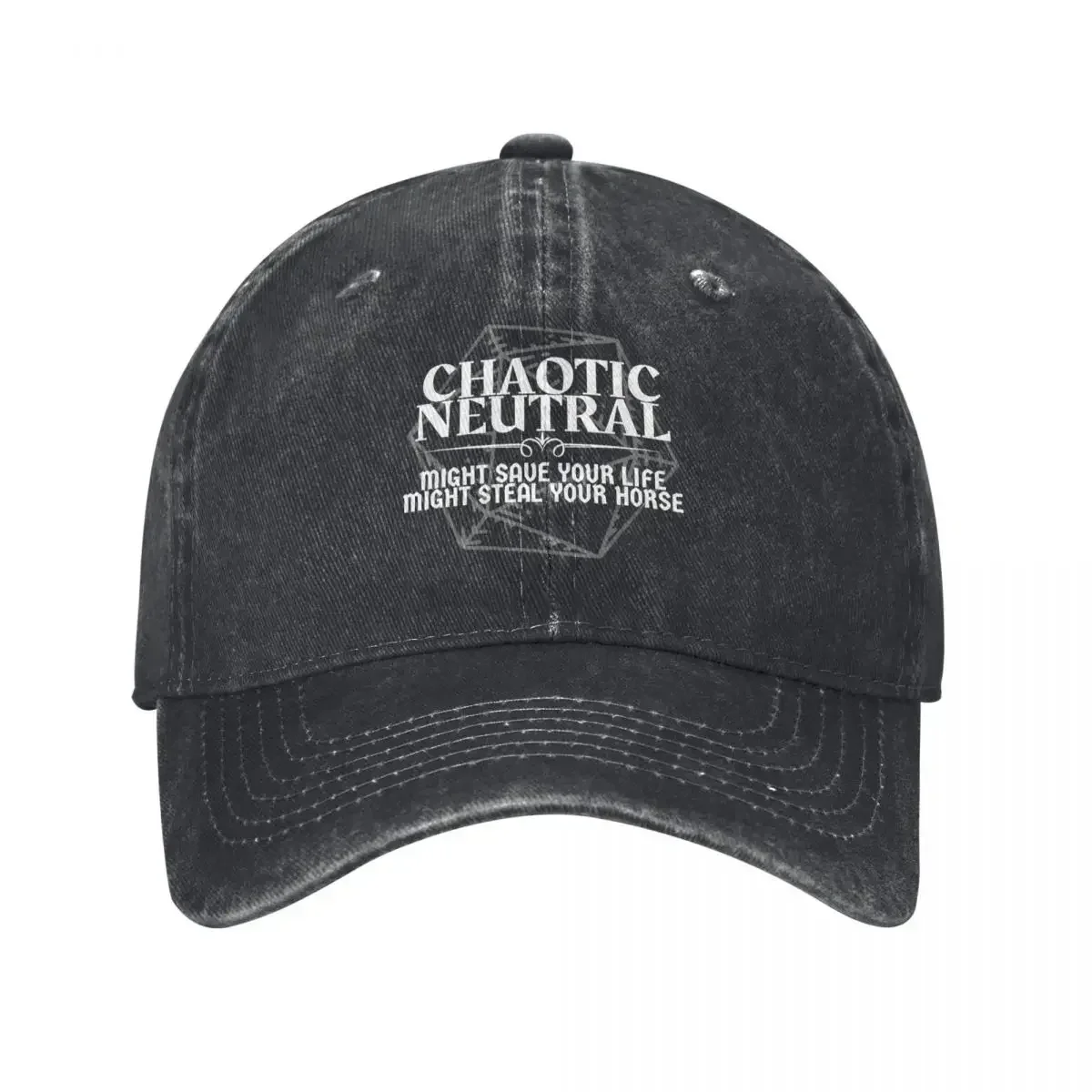 New Chaotic Neutral Might Save Your Life Unisex Baseball Caps Might Steal Your Horse DnD Alignment Distressed Denim Hats Cap Run