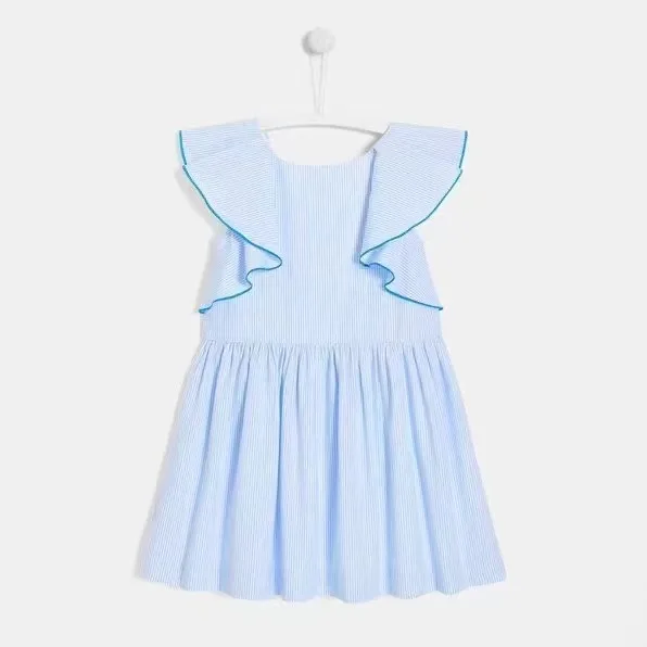 JCD Fashion Summer Girl Party Dress Princess Striped Dress Children Blue Dresses Teenager Girl Luxury Clothing