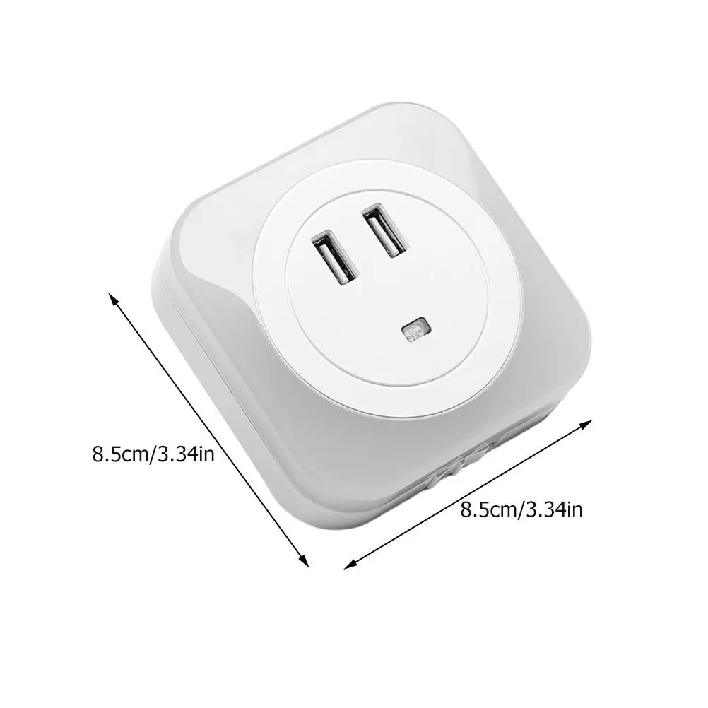 USB التوصيل شحن ضوء الليل واجهة مزدوجة LED مصباح مع استشعار الضوء لغرفة النوم المنزل استخدام الاتحاد الأوروبي التوصيل مصباح الليل
