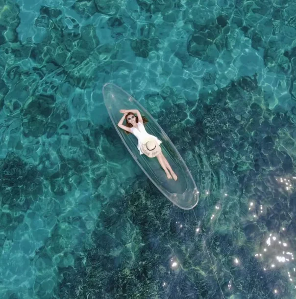 Transparent Crystal Clear Kayak, Glass Bottom Boat, Inflatable Water Canoe for Lake Swimming Pool