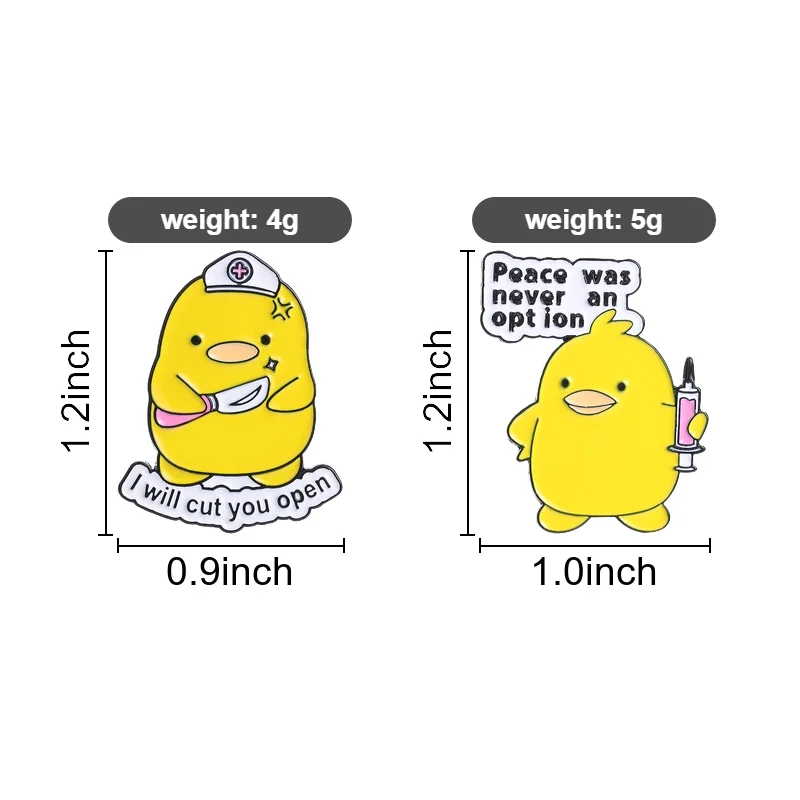 I Will Cut You Open Enamel Pins Cartoon Cute Animal Brooches Peace Was Never An Option Badge Chaotic Duck Jewelry Gift