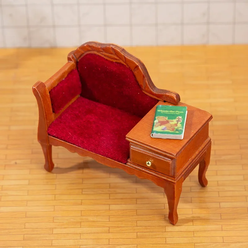 

1:12 Dollhouse Sofa Wood Chest of Drawers Mini Furniture Hand DIY Miniature Model Home Decor Living Room Decorations Ornaments